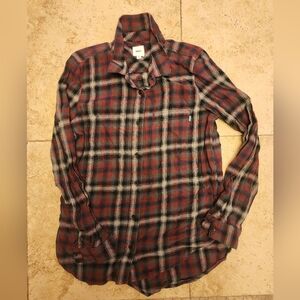 Vans Red and Black Plaid Button Up Shirt